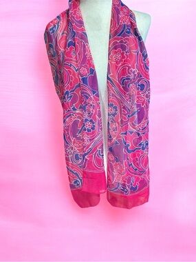 Floral Paisley Pink & Purple Lightweight Scarf NWOT